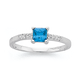 Sterling Silver Tween Square Blue Cubic Zirconia Ring