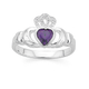 Sterling Silver Violet Cubic Zirconia Claddagh Ring