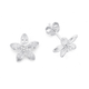 Sterling Silver White CZ Flower Stud Earrings