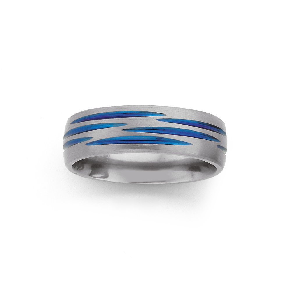 His and Hers Matching Titanium /Silver Blue Wedding Engagement Couple Rings  Set Code: 392 – Forever And Always Jewels