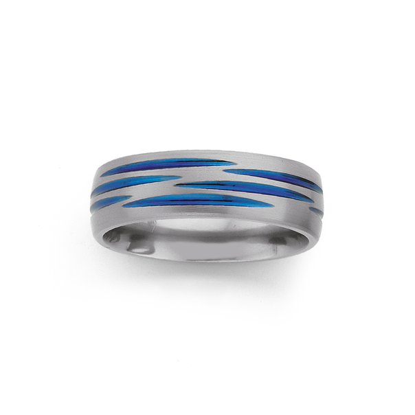 Titanium Blue Tiger Stripe Ring
