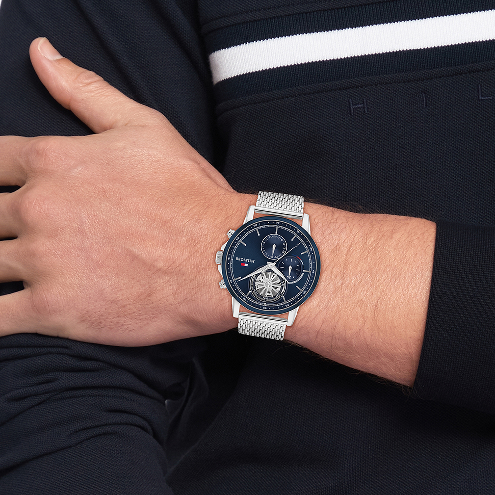 Tommy hilfiger silver mens watch clearance