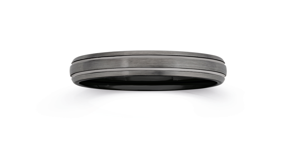 Tungsten Carbide Matte With Double Lines Ring Prouds
