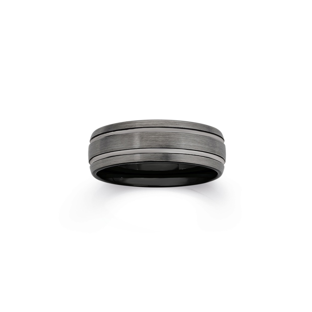 Tungsten Carbide Matte with Double Lines Ring