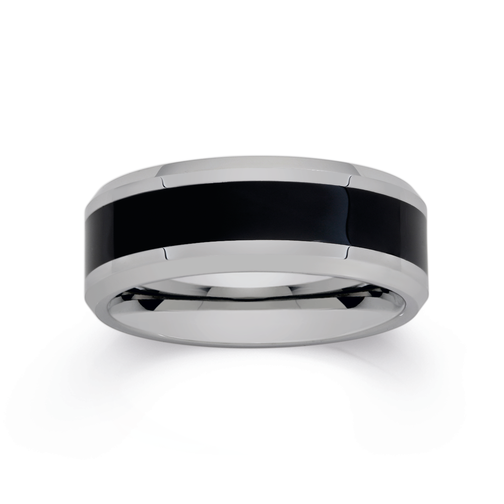 Tungsten Carbide With A Black Line Ring