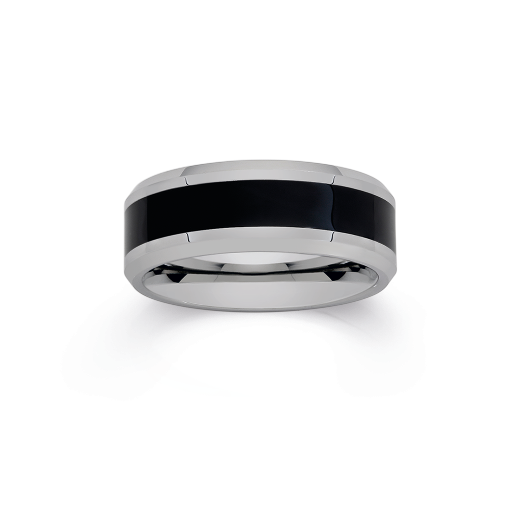 Tungsten Carbide With A Black Line Ring