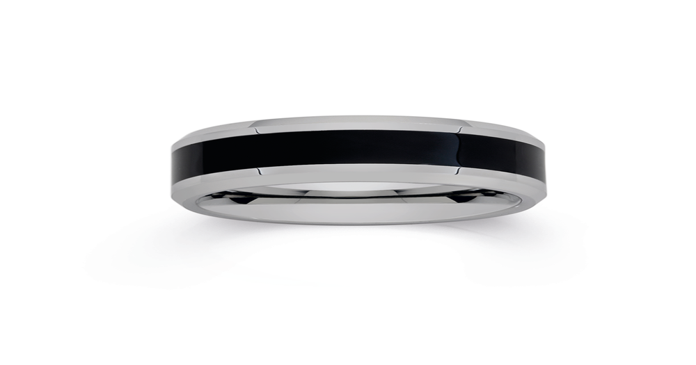 Tungsten Carbide With A Black Line Ring Prouds